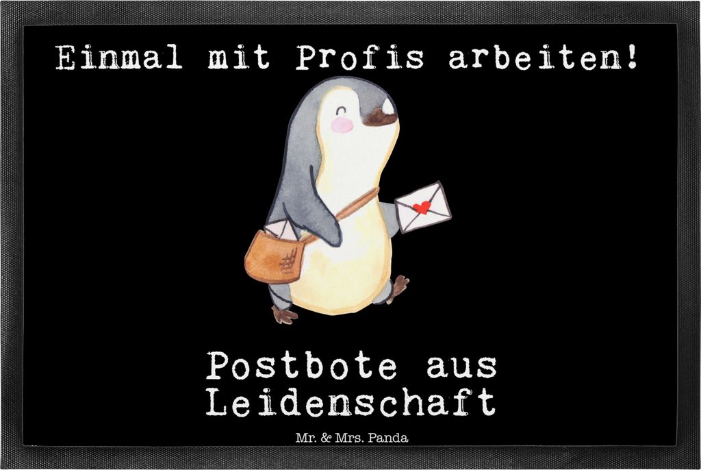 Mr. & Mrs. Panda fußmatte Postbote Leidenschaft 40 x 60 cm - Schwarz - Geschenk, Briefzusteller, Briefträger, Gummimatte, Schmutzfänger, Postler...