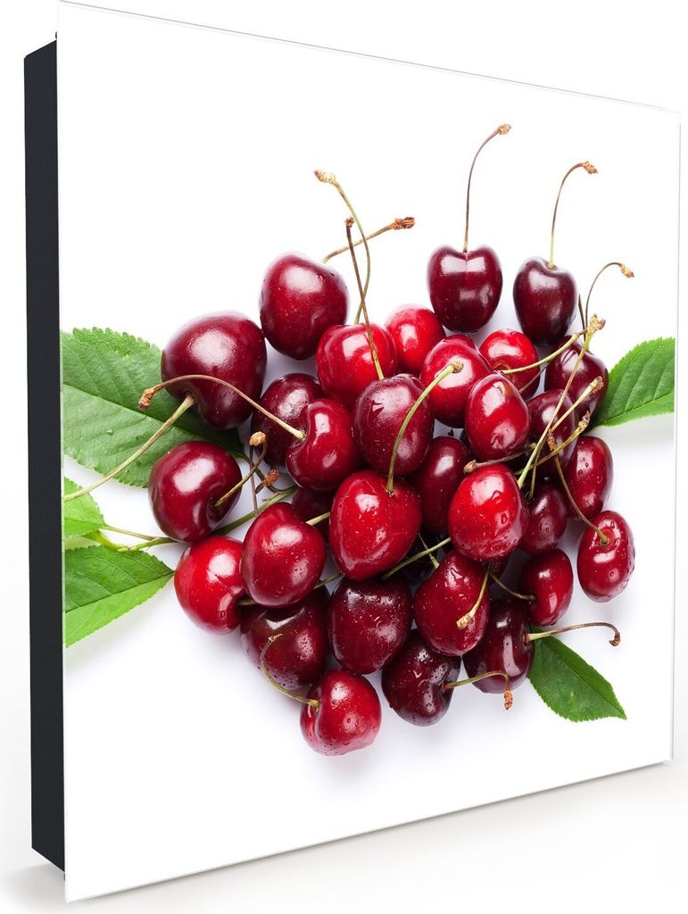 Nachbildung-Schlüsselkasten, Magnetpinnwand und Memoboard mit Glasfront Motiv Runder Kreis voller Kirschen