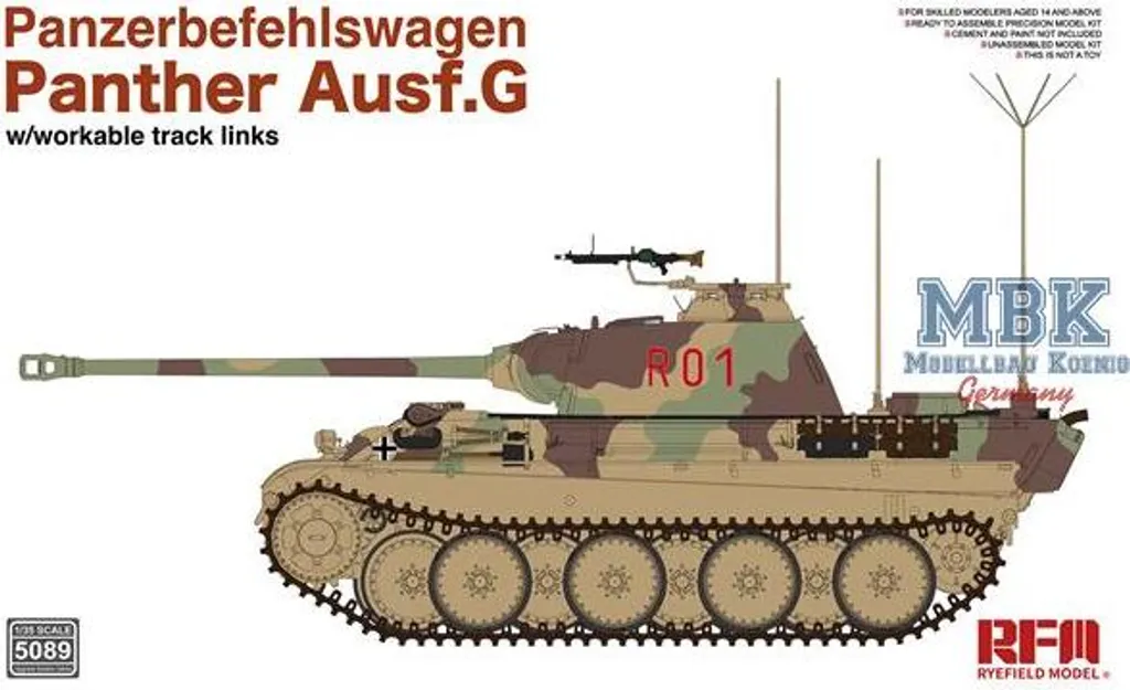 Maquette Char Panther Ausf.G Véhicule de Commandement RFM5089 1/35