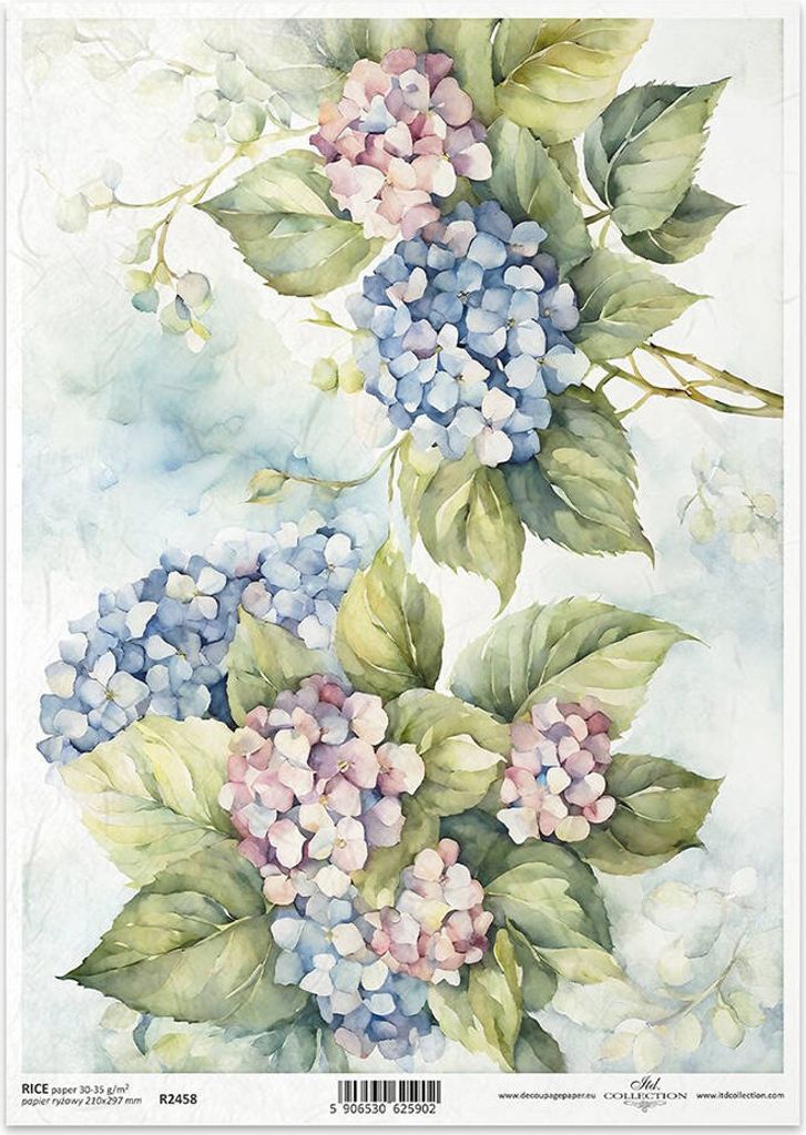 ITD Reispapier Decoupage Bastelpapier Serviettentechnik-R2458 Hortensien
