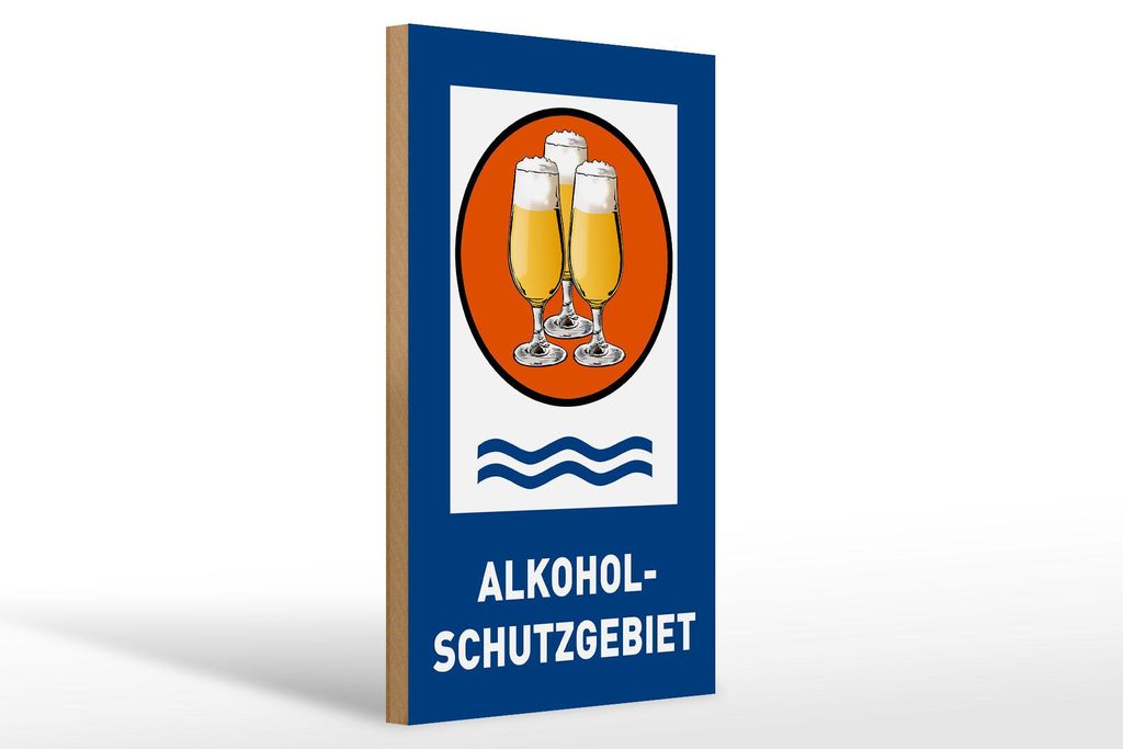 Holzschild Bier 20x30cm Alkoholschutzgebiet Biergläser