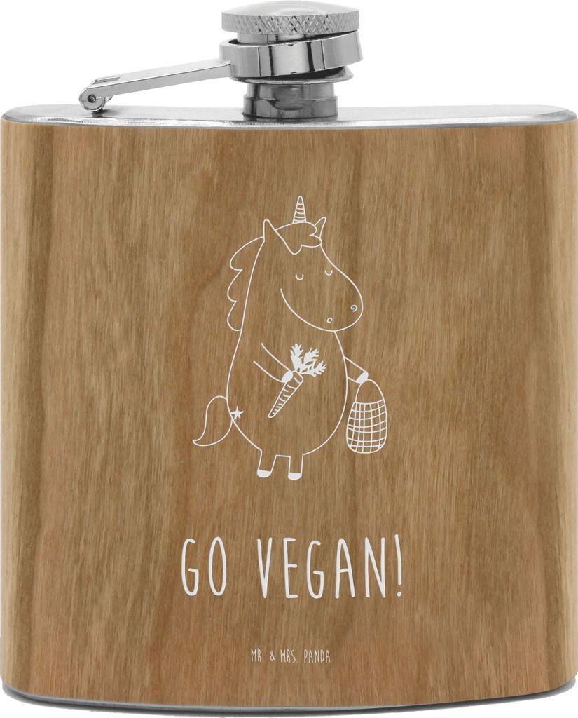 Mr. & Mrs. Panda Flachmann Einhorn Vegan - Transparent - Geschenk, edelstahl, feldflasche, Rohkost, Veganer, Gesund Leben, Veganismus, Wodka, Aus, ...