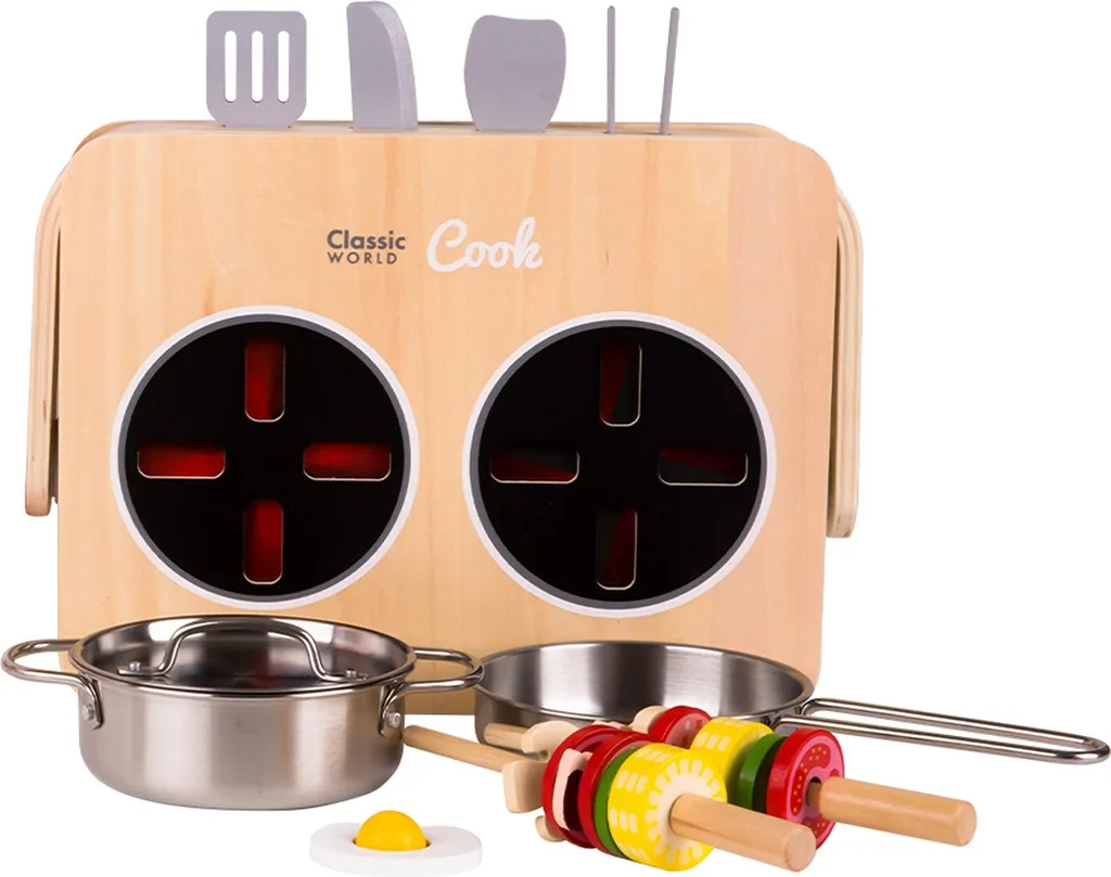 Cuisine en bois réversible 2 en 1 Classic World avec plaques de cuisson - 7