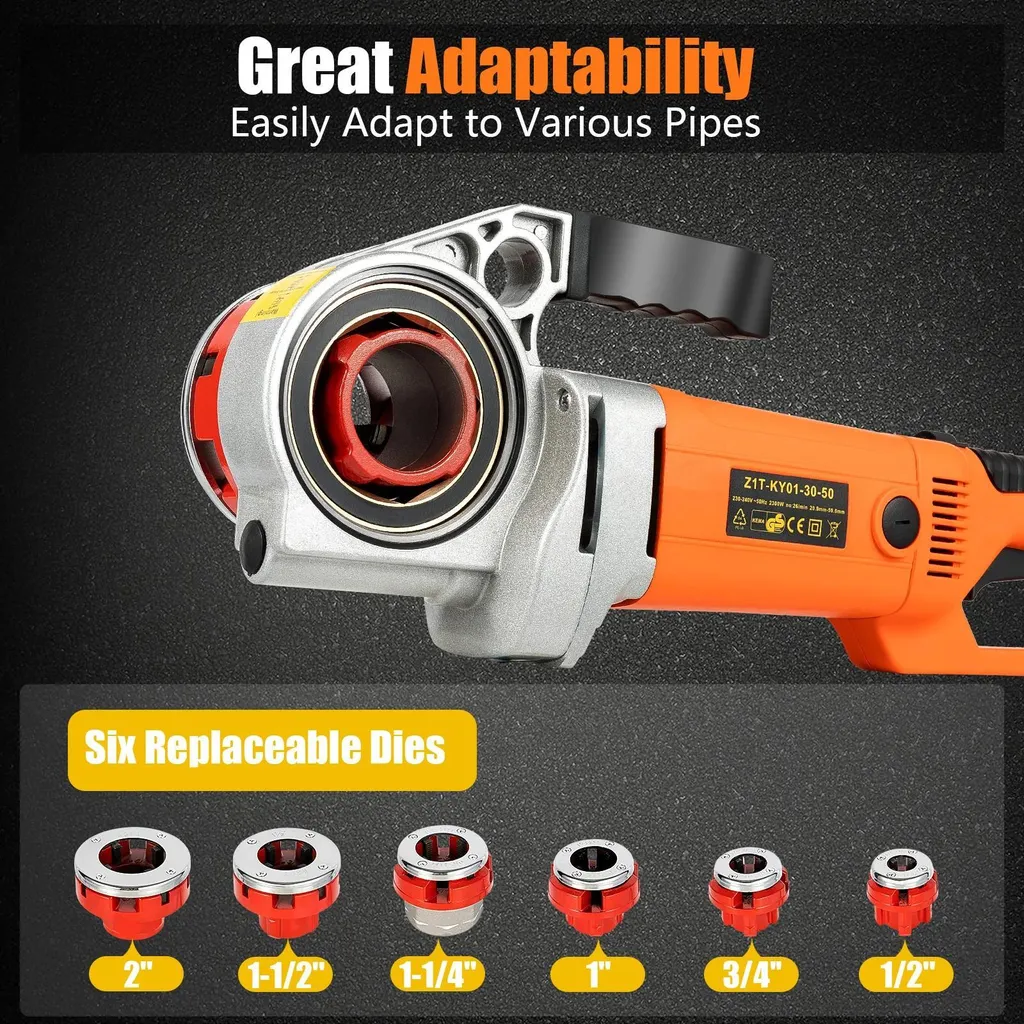 Taraudeuse moteur cuivre 2300W 6 têtes interchangeables 20,9-59,6 mm