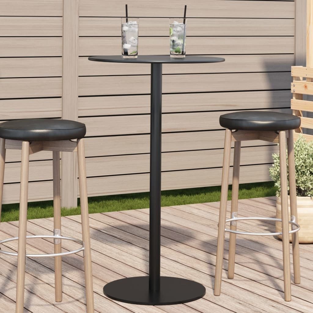 Maison Exclusive - Gartentisch Rund Schwarz Ø60x105 cm Stahl