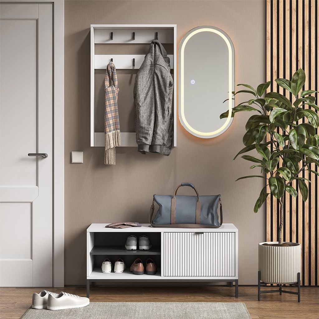 Vicco Garderobe Eliza, 100 x 45 cm Set, 3 Teile, Weiß