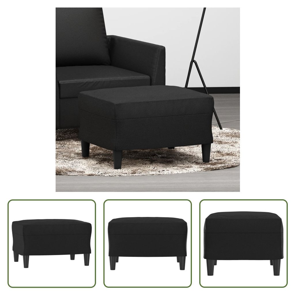 The Living Store Podnožka čierna 60x50x41 cm Imitácia kože Obrázok produktu 