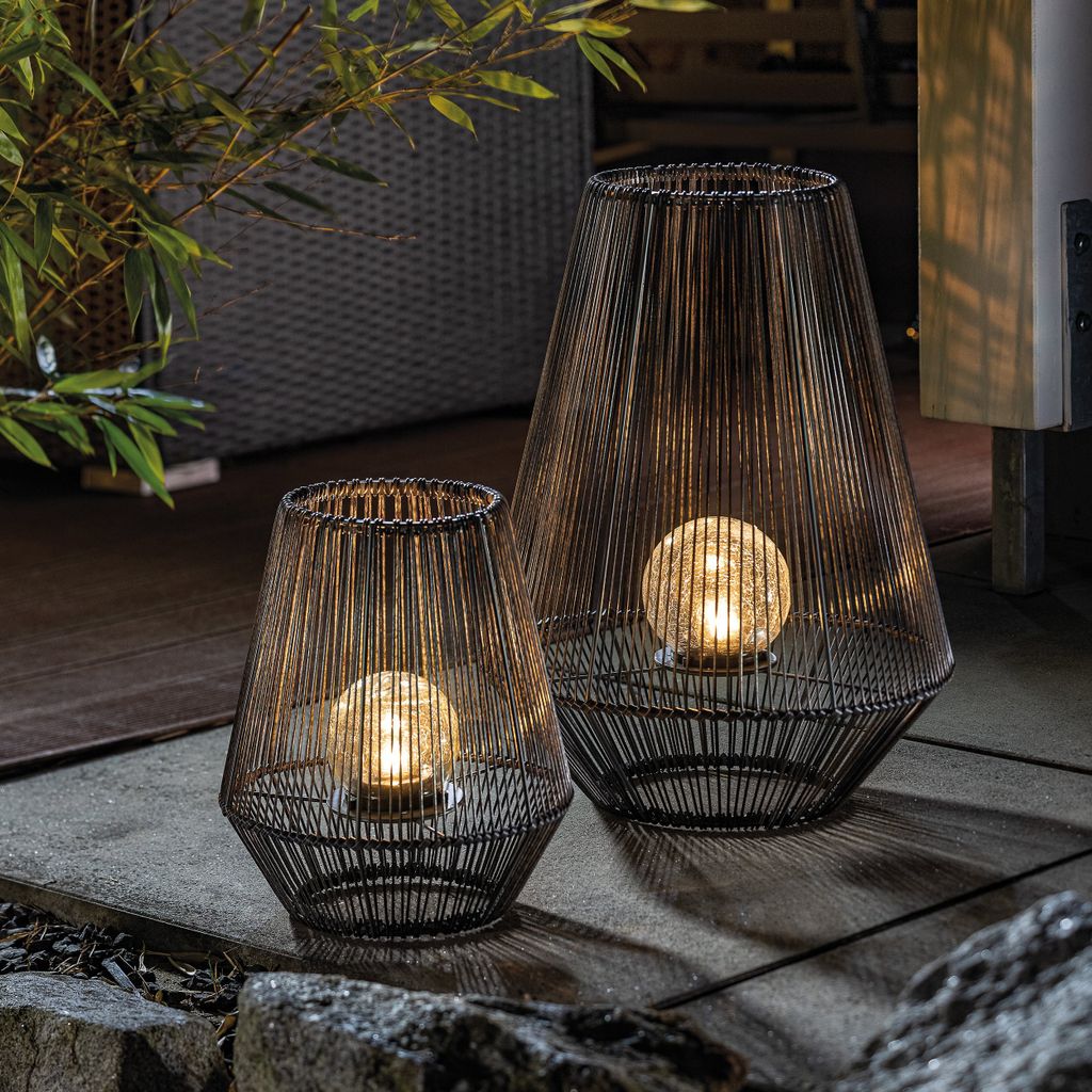 esotec Lampe solaire Photophores ILONA Lot de 2 POLY-RATTAN Image du produit 