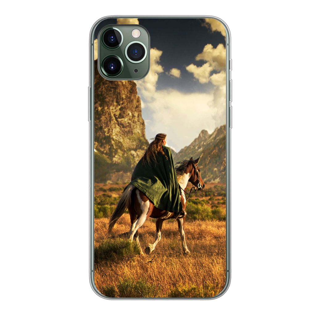 MuchoWow Handyhülle Schutzhülle Hülle für iPhone 11 Pro Max Pferd - Reiter - Natur Silikon Softcase Handy Hülle - Schutz