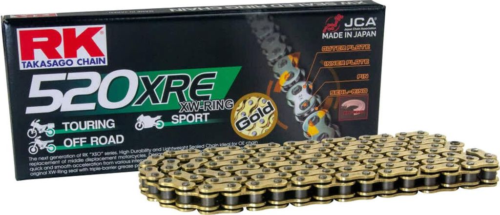RK Gold XRE Getriebe Kette 92 Glieder 520 Nietverbindung