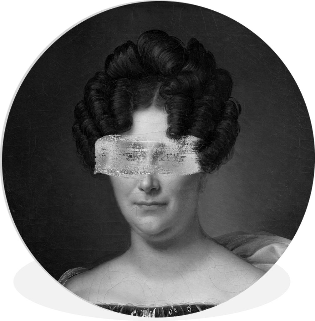MuchoWow Rundes Wandbild - Runde Bilder Johanna Henriette Engelen - Alexandre Jean Dubois Drahonet - Schwarz und Weiß Ø 90 cm Kreis Wanddekorat...