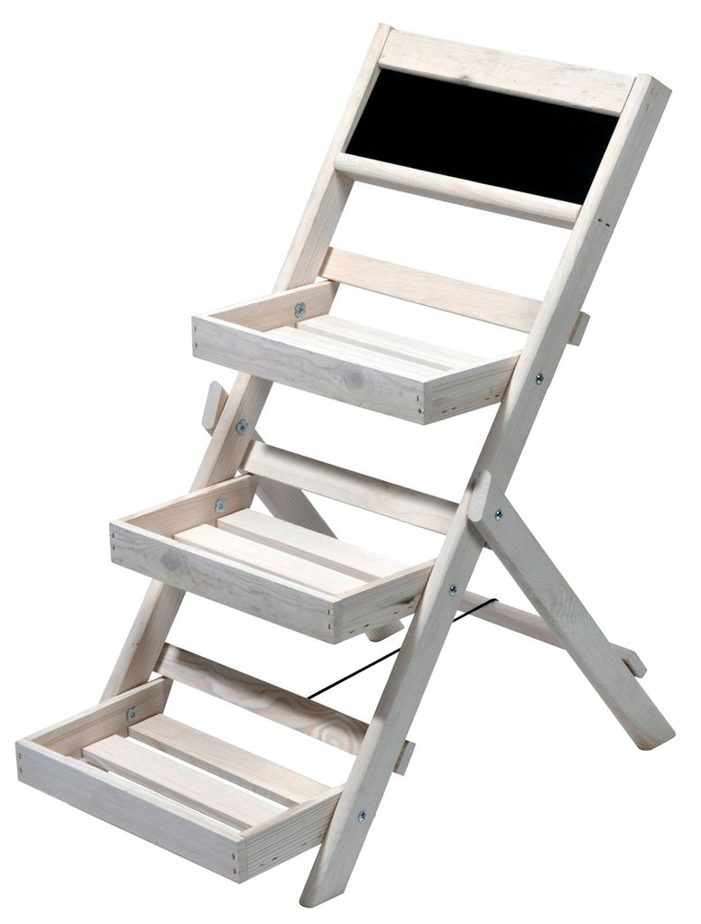 Dreistöckiges Pflanzenregal mit Kreidetafel | Kompaktes, faltbares Pflanzenregal | Pflanzenregal aus Massivholz | Pflanzenregal für Garten/Terras...
