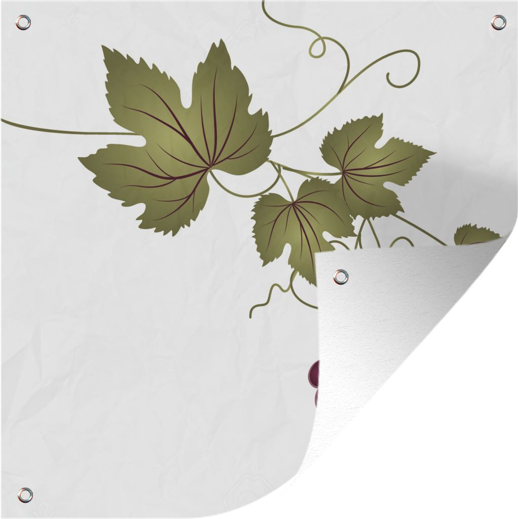 MuchoWow 100x100 cm Outdoor-Poster Gartendeko Sichtschutz Garten Poster für den Garten Illustration einer Weintraube an einer Rebe