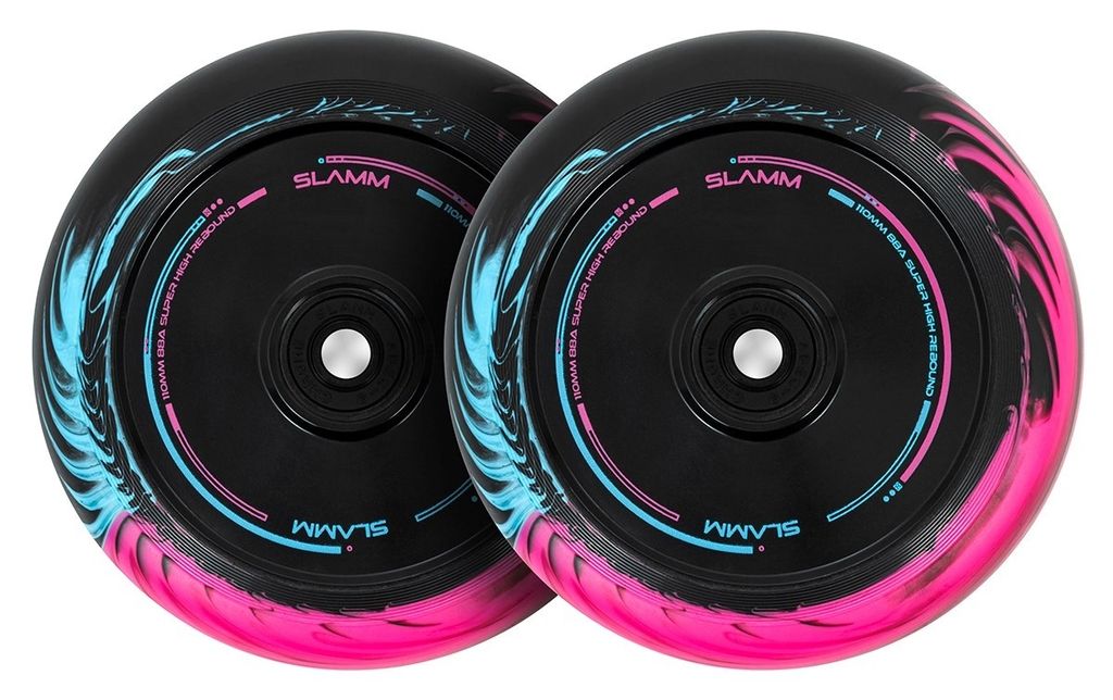 Slamm Swirl Hollow Core 110 mm Stunt-Scooter-Rad, Rosa, Blau, 2er-Set