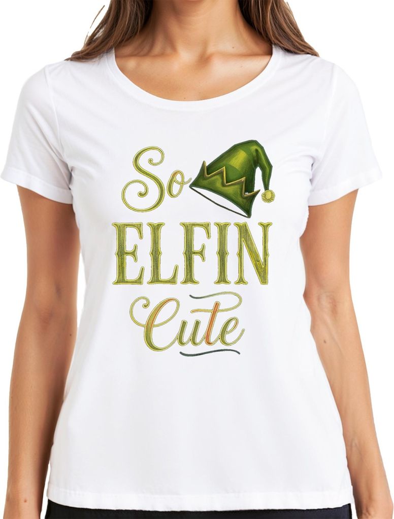 So Elfin Cute Weihnachten Elf Elfe Mütze Kinder Niedlich Lustig Damen T-Shirt, Weiß, XXL