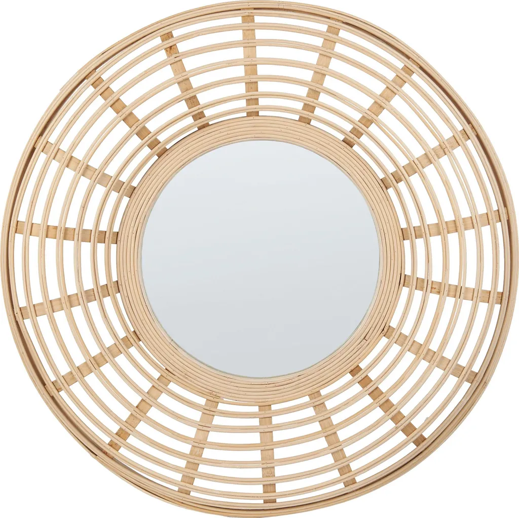 Miroir en bambou tressé ø 60 cm style naturel pour salon et chambre chic