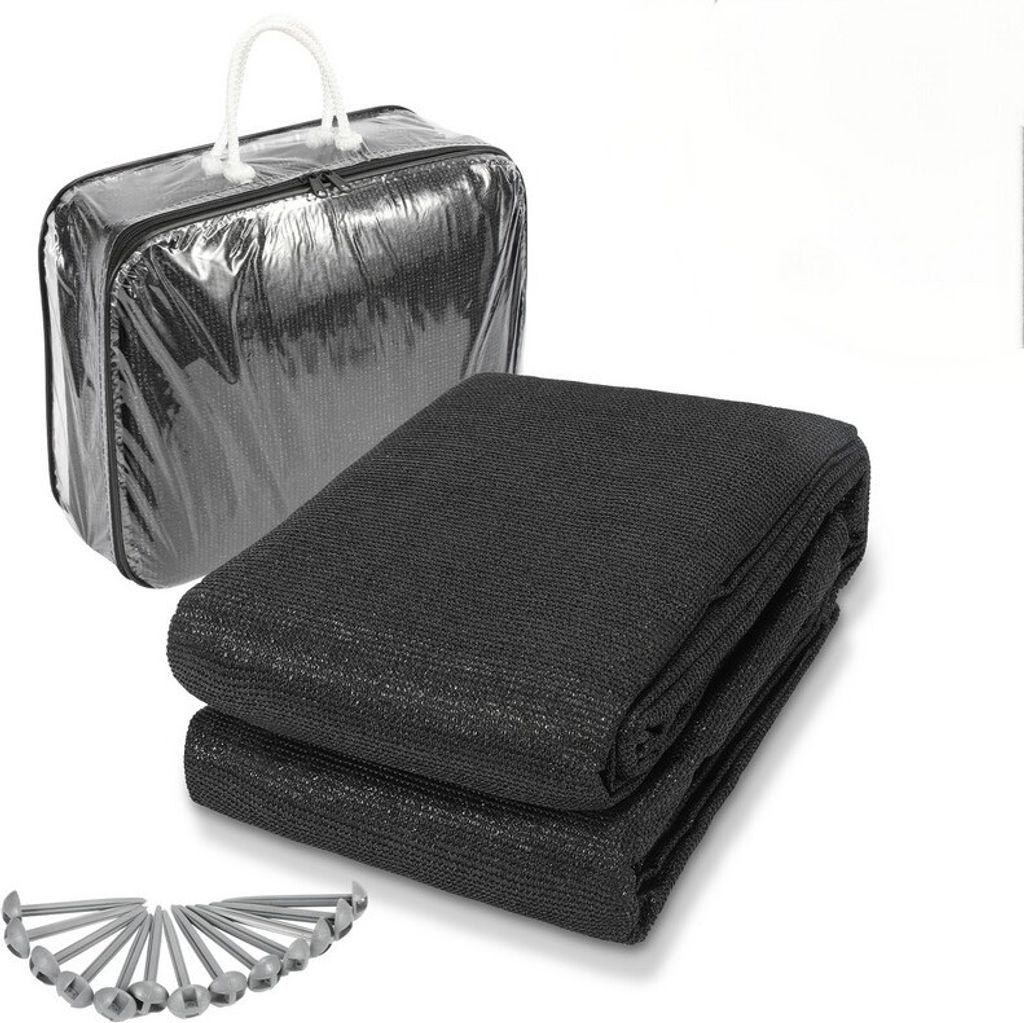 TolleTour Vorzeltteppich 250x350cm Zeltteppich aus HDPE Outdoor Camping Teppich inkl Tragetasche Zubehör Schwarz