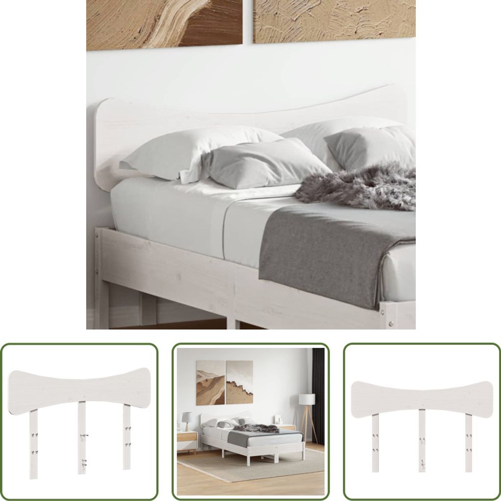 The Living Store Kopfteil Weiß 120 cm Massivholz Kiefer