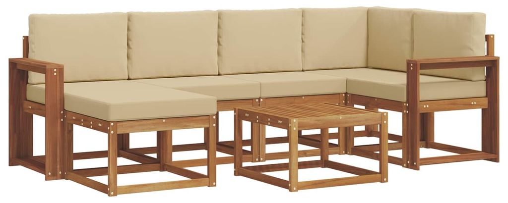 vidaXL Outdoor-Sofagarnitur mit Kissen 7 pcs Natur und Beige