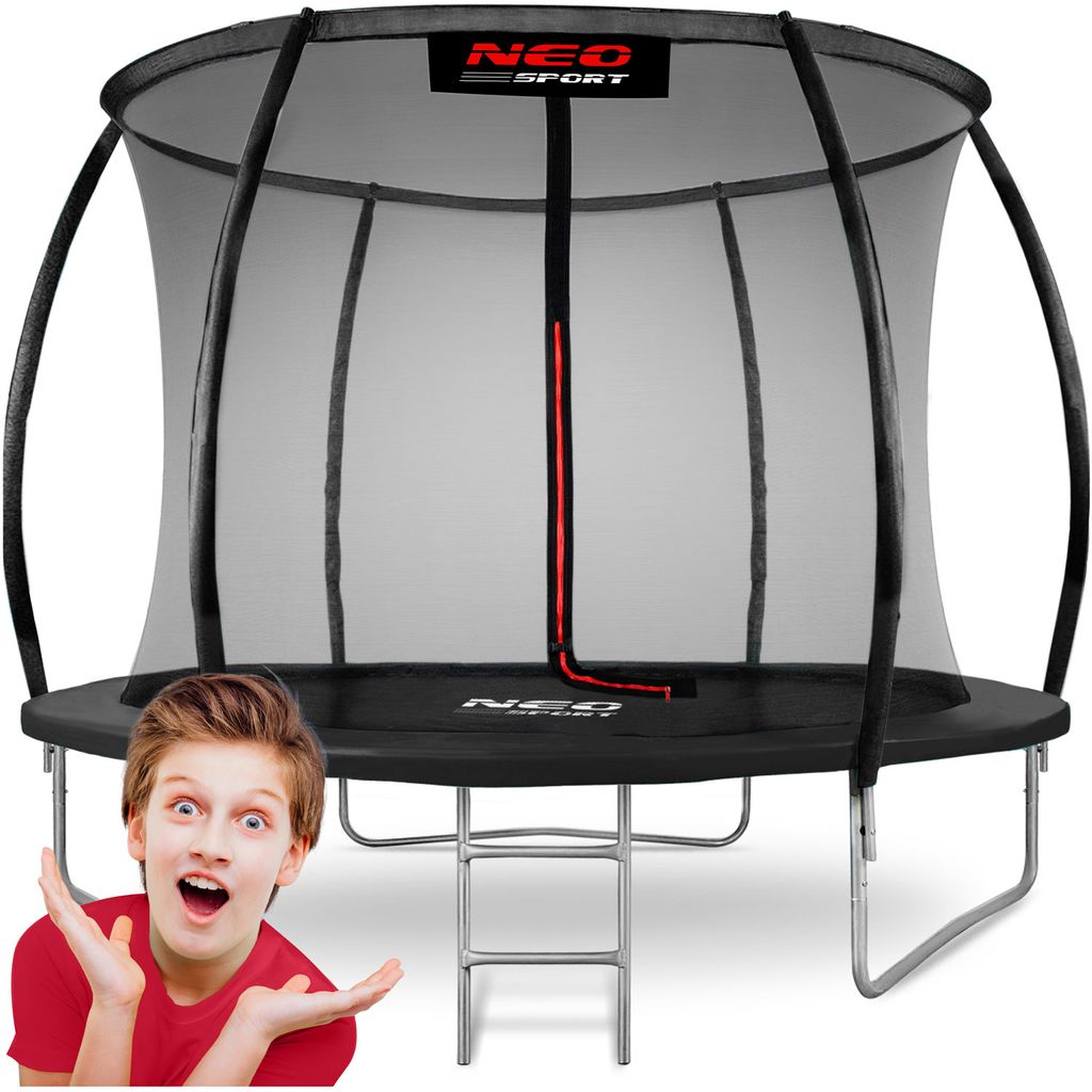 Neo-Sport Gartentrampolin für Kinder – Ø 252 cm (8 FT), mit Innennetz, Schwarz