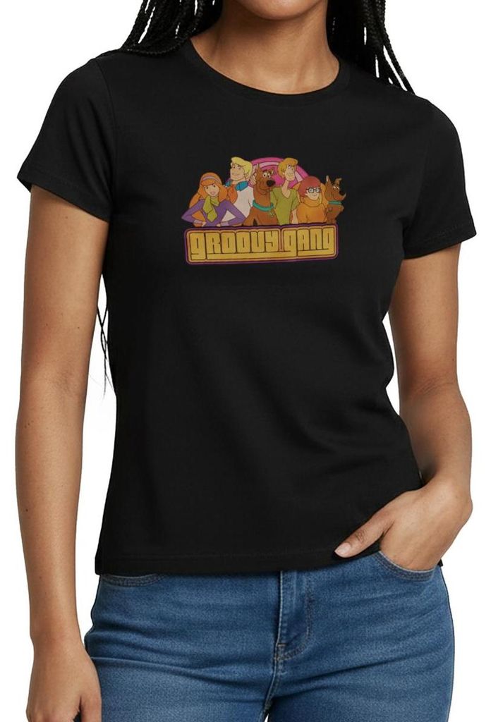 Spreadshirt Scooby-Doo Groovy Gang Frauen T-Shirt, M, Schwarz