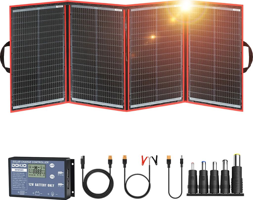 Tragbares faltbares Solarpanel, 100W Leistungsausgang, monokristallines Silizium, 195W Solarpanel-Set-a