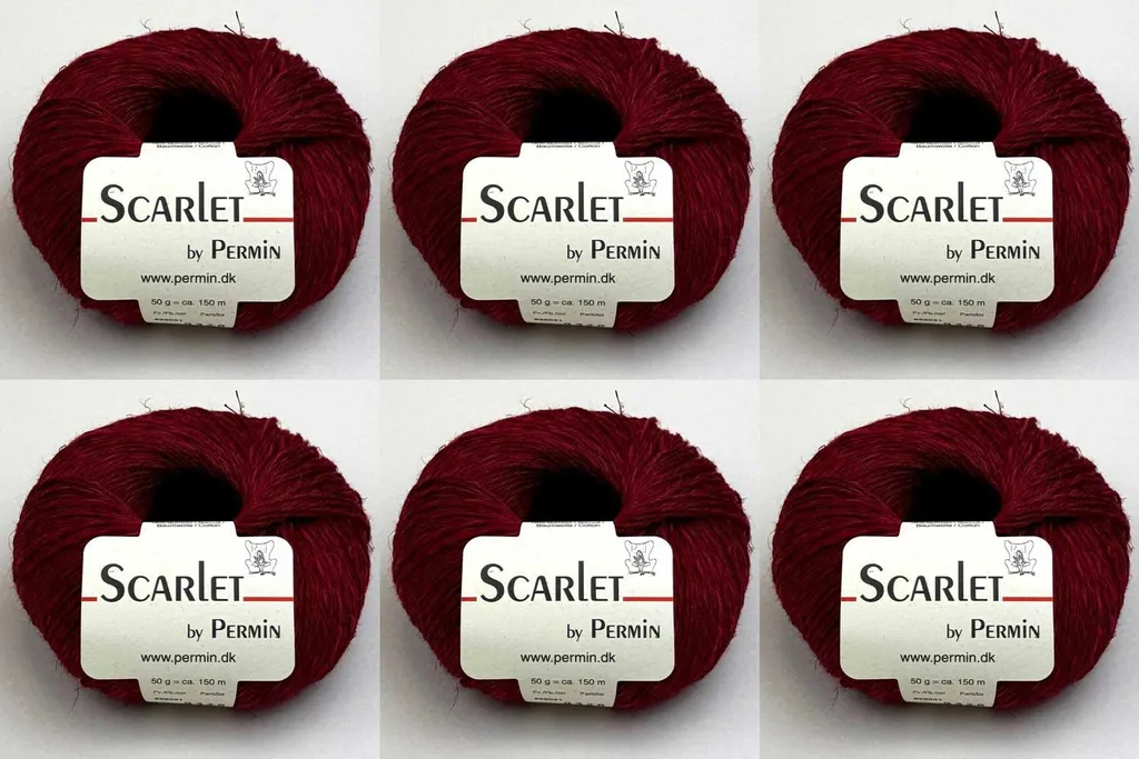Fil d'Été Respirant Scarlet by Permin Lin Coton Rouge Vin 51 - Pack de 6