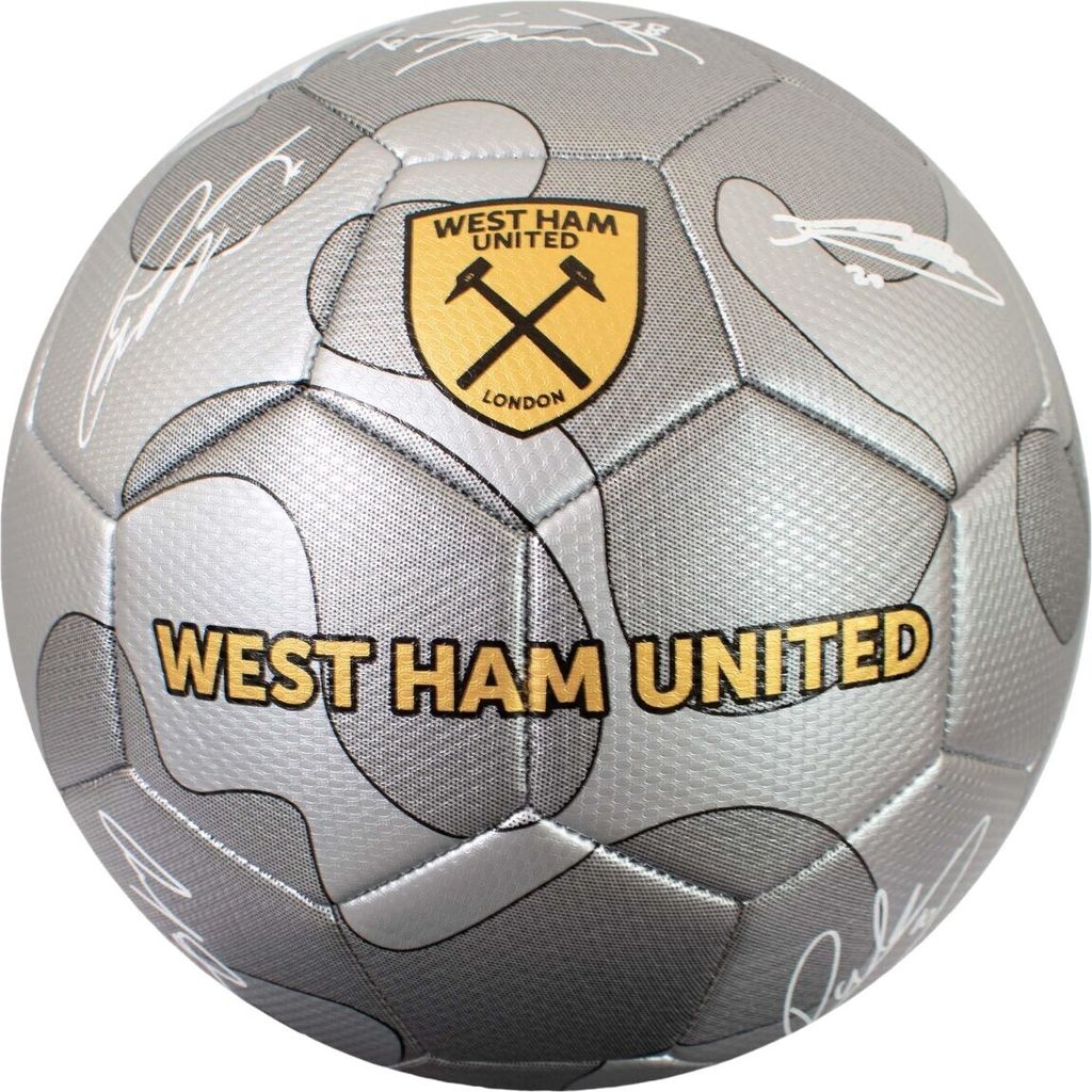 West Ham United FC - Fußball mit Unterschriften BS4312 (5) (Silber/Gelb/Weiß)