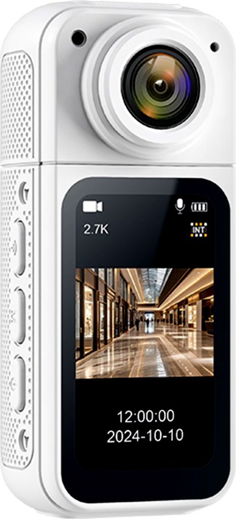 1,47-Zoll-Actionkamera mit IPS-Bildschirm, 2,7K-Video-Daumenkamera mit um 180¡ã drehbarem Objektiv, unterstuetzt Wi-Fi-Magnetaufsaetze fuer den t...