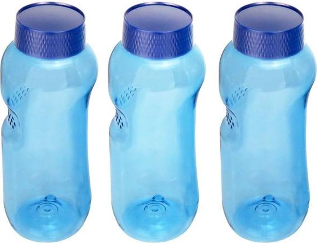 3x Kavodrink Trinkflasche aus Tritan 0,5 Liter, ohne Weichmacher & BPA enthält neue blaue Deckel mit integrierter Dichtung auslaufsicher