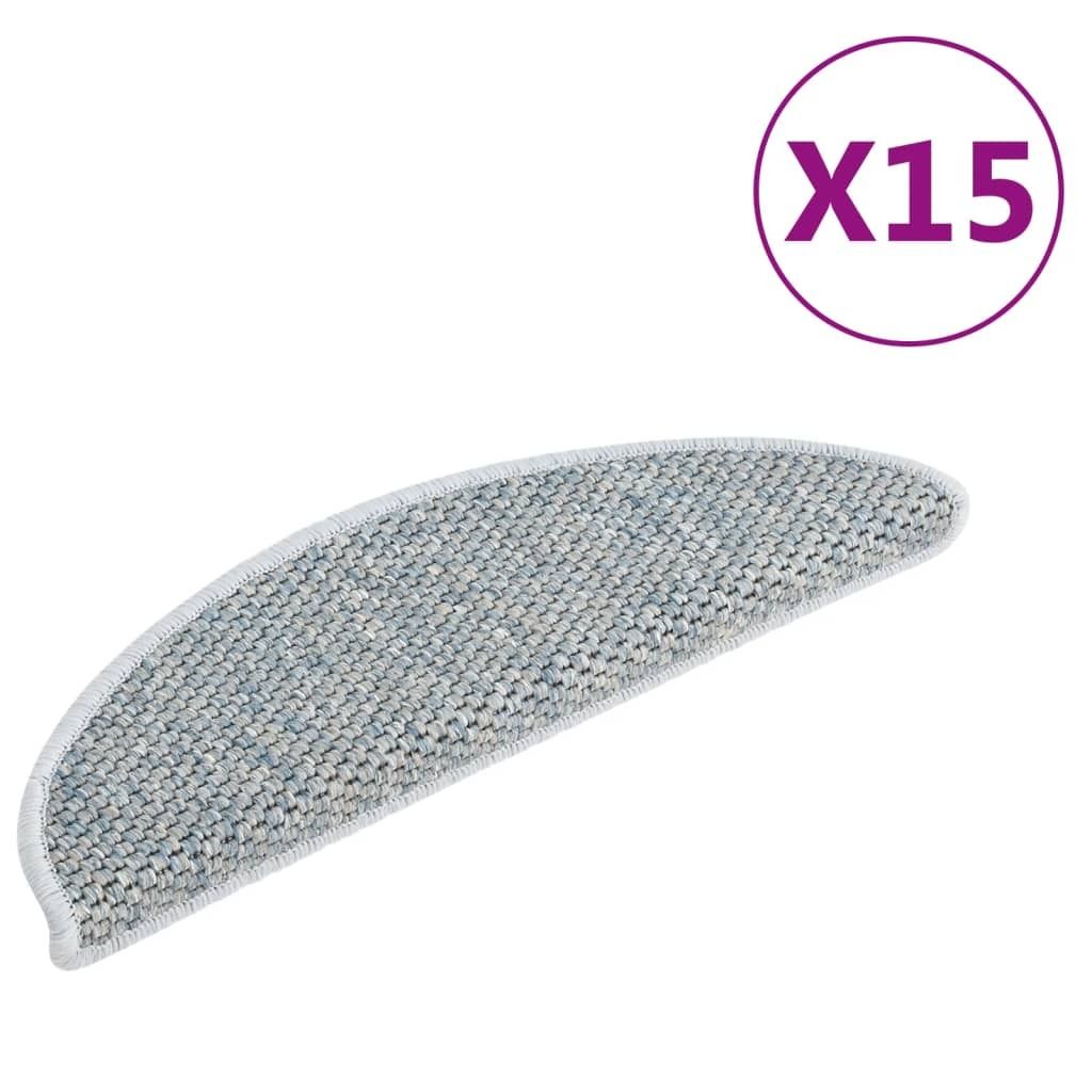 "2026 Promotion" Treppenmatten Selbstklebend Sisal-Optik 15 Stk. - Hohe Qualität - 65x21x4 cm Blau - Stufenmatten CC13222