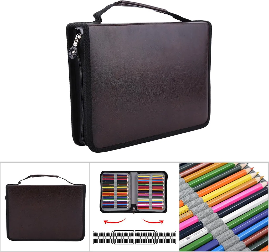 Trousse à Crayons en Cuir Synthétique Robuste à Fermeture Éclair