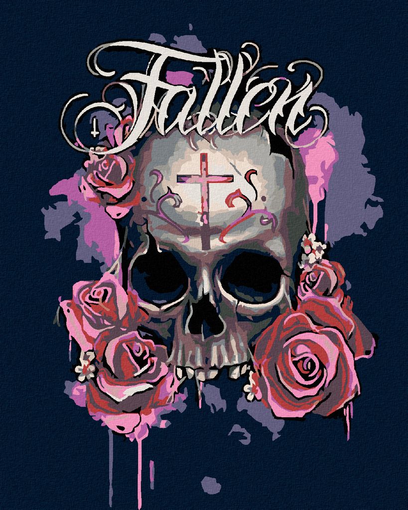 Zuty - Malen nach Zahlen - GEFALLENER TOTENKOPF, 40x50 cm, mit Keilrahmen (bereits gespannt)