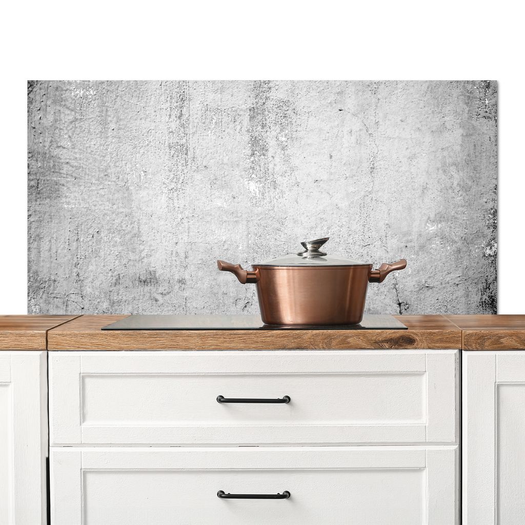 KitchenYeah Spritzschutz Küche - Küchenrückwand - Wandschutz für Herd und Spüle - Beton - Grau - Gemustert - Vintage - Industriell 120x60 -...