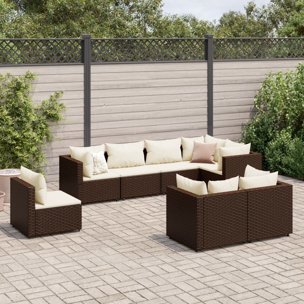 Maison Exclusive - 8-tlg. Garten-Lounge-Set mit Kissen Braun Poly Rattan
