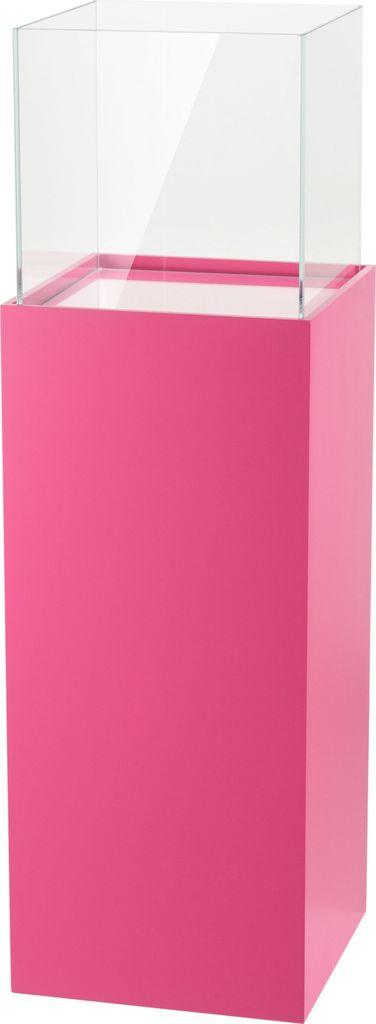 Windlicht-Säule Kerzenständer Deko-Laterne Deko-Säule für Wohnzimmer, Balkon, Terrase Kerzensäule Bodenwindlicht aus MDF & Glas Rosa 80 cm hoch