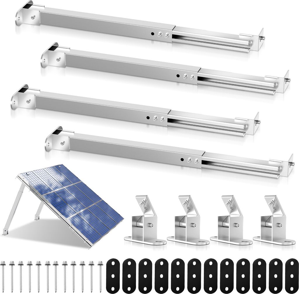 Yakimz Solarpanel Halterung Verstellbare Halterung 15-30° Photovoltaik Solarmodule Balkonkraftwerk Silber