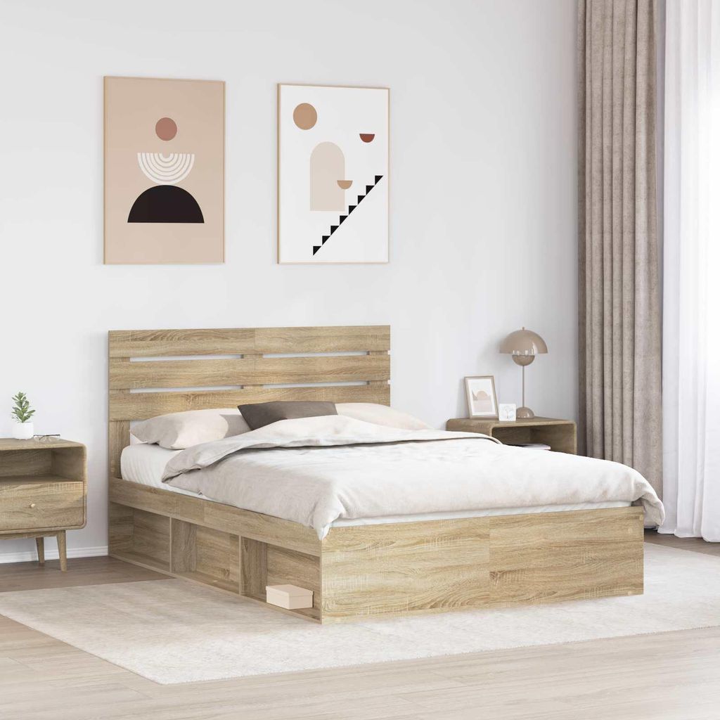 Cloris Designermöbel Bettrahmen Sonoma 160 x 200cm Massives Kiefernholz - 2026Neu975760 - Klassische BettenJugendbett Tagesbett