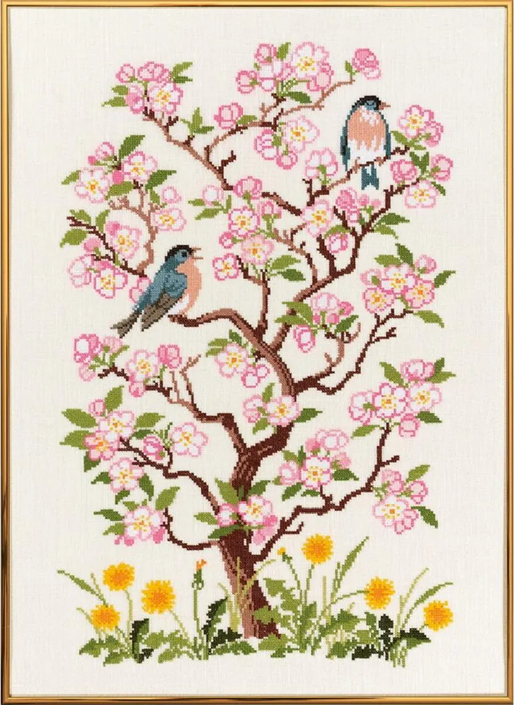 Kit Point de Croix Printemps Eva Rosenstand : Diagramme Clair 40x55cm