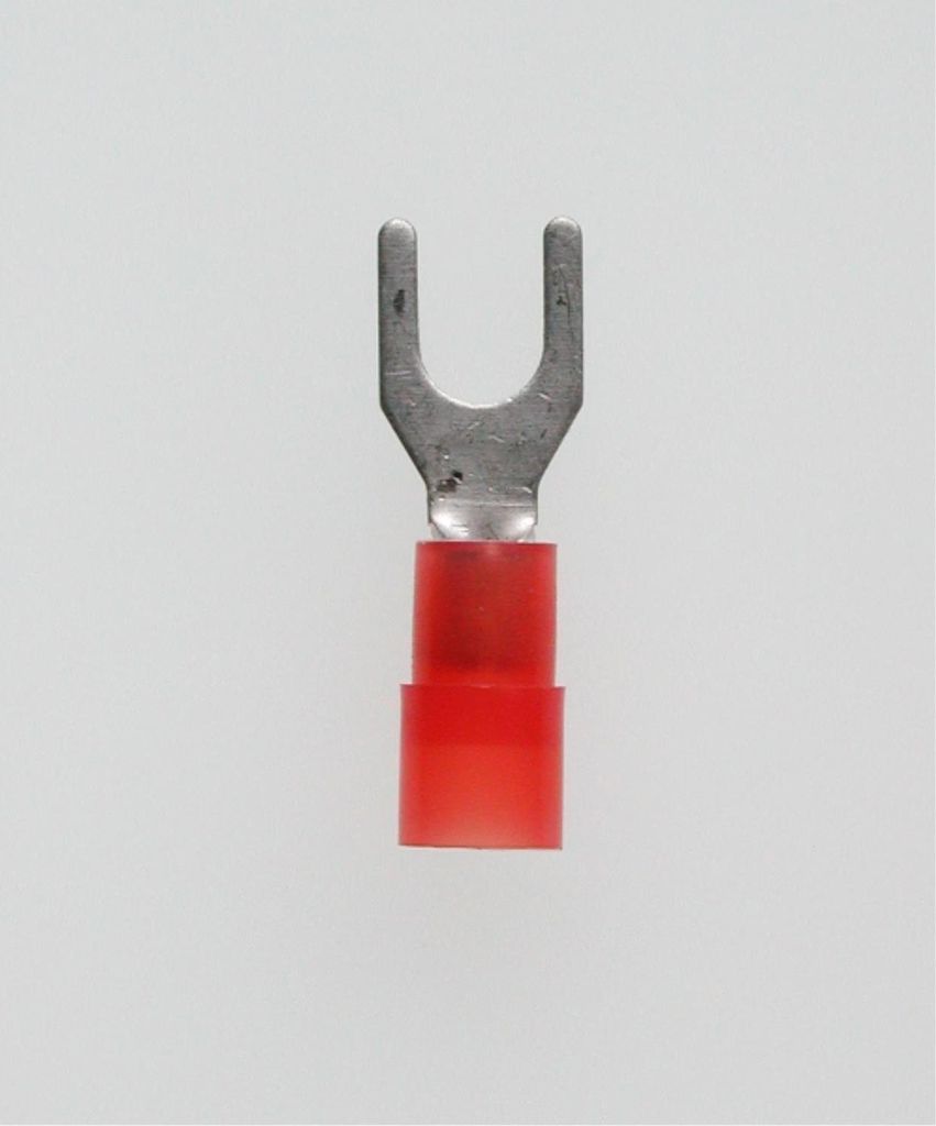 Quetschkabelschuh DIN 46237 isoliert, Gabelform Querschnitt 0,5mm² - 1,5mm² rot, transparent - 1 Stück