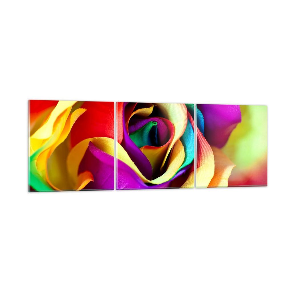 Bilder auf glas - Blume Farbe Rose - 150x50cm - Glasbilder - Wandbilder - Kunstdruck - zum Aufhängen bereit - Wanddekoration aus Glas - Glas Bilde...