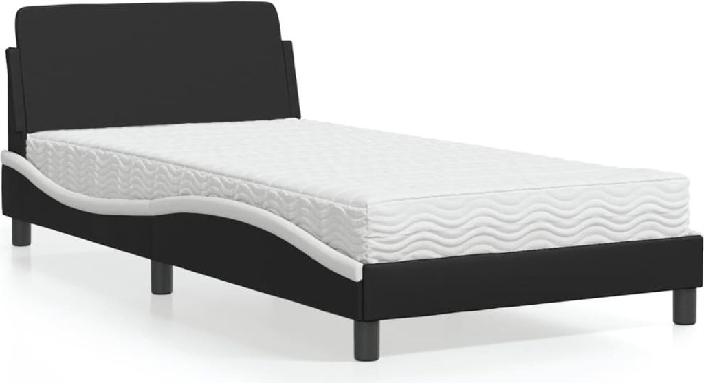 Maison Exclusive - Bett mit Matratze "Dover" Schwarz und Weiß 100x200 cm Kunstleder