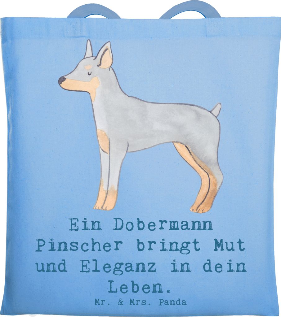 Mr. & Mrs. Panda Jutebeutel Dobermann Pinscher - Sky Blue - Produktbild 