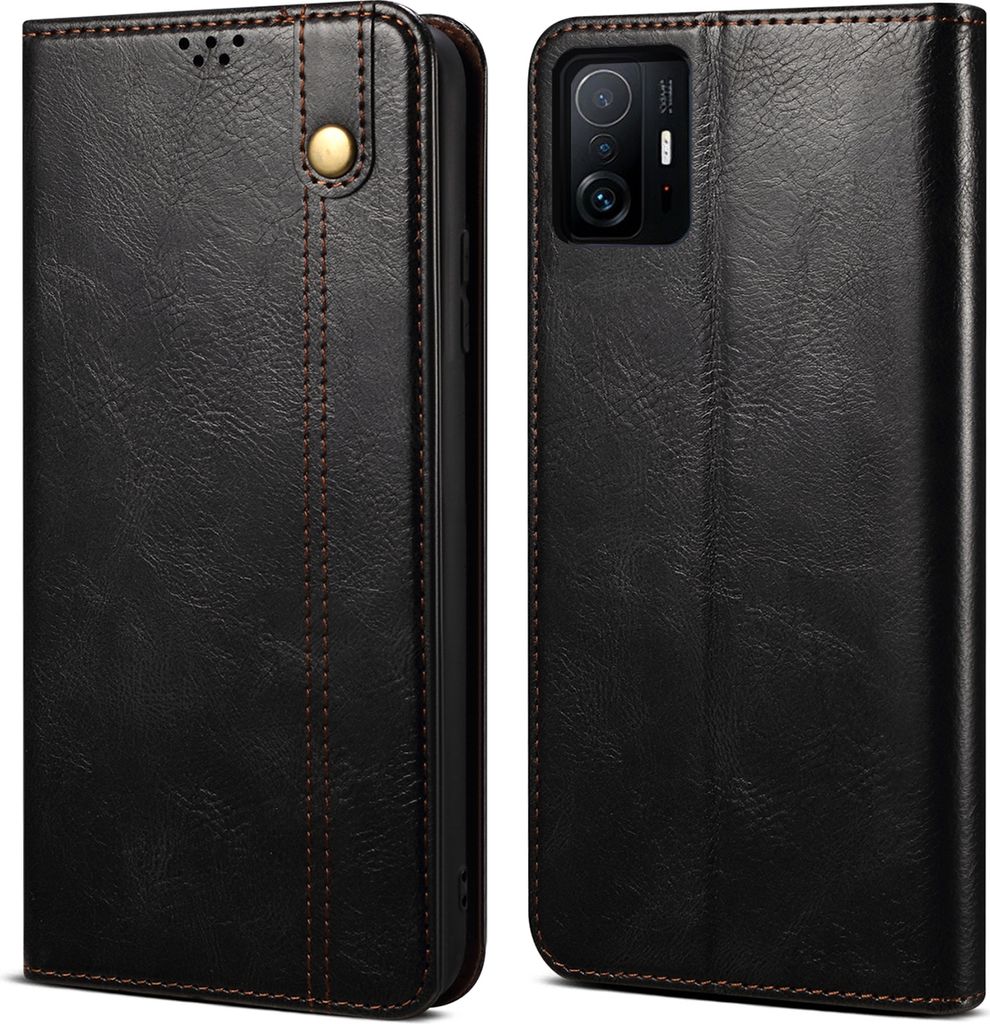 Xiaomi Mi 11T Hülle, Leder Flip Brieftasche Schutzhülle für Xiaomi Mi 11T / Mi 11T Pro Schwarz