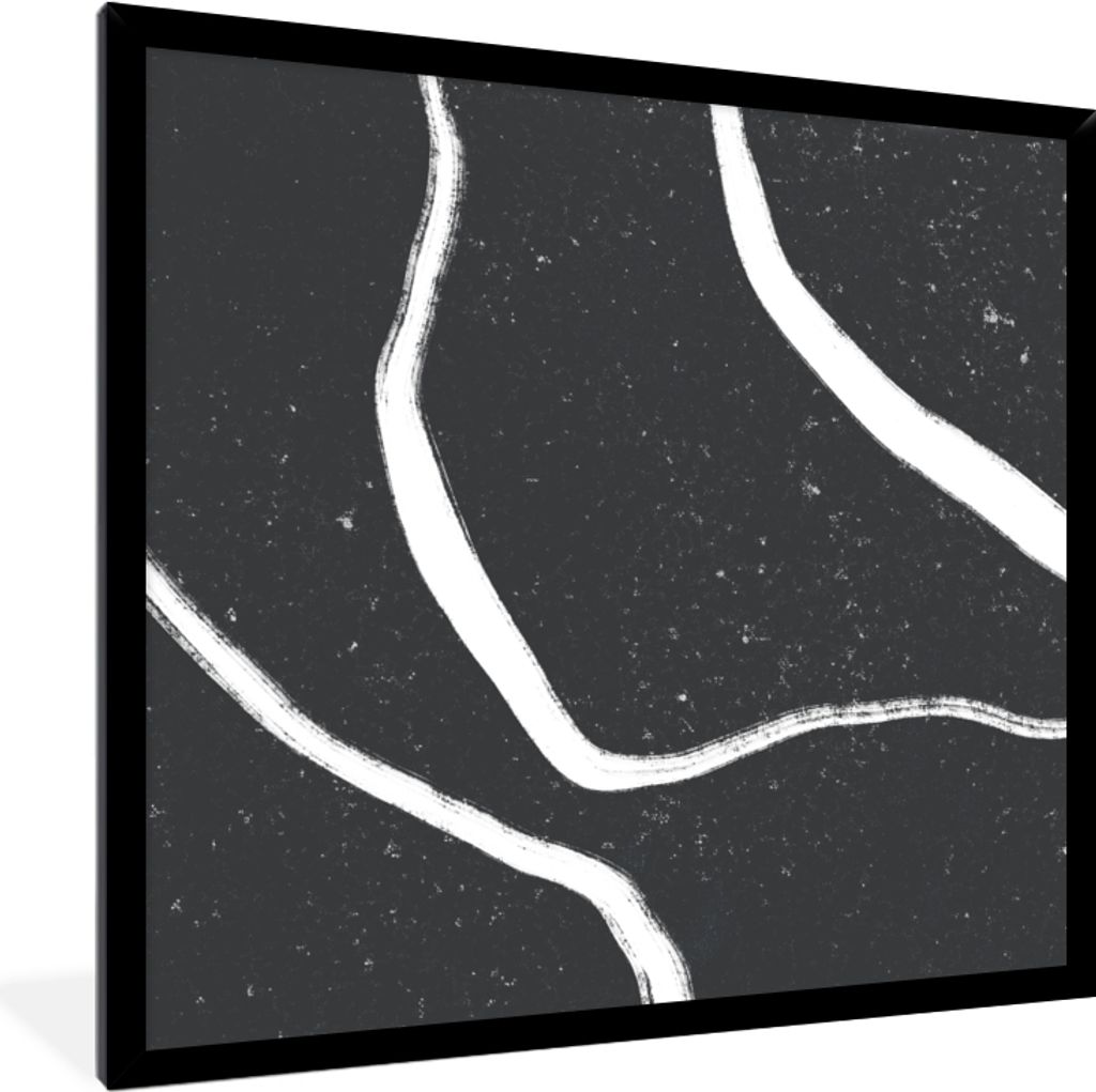 MuchoWow Gerahmtes Poster Linie - Minimalismus - Gestaltung 40x40 cm - Poster mit Schwarzem Bilderrahmen Wandposter Rahmen Foto Bilder - Mit Rahm...