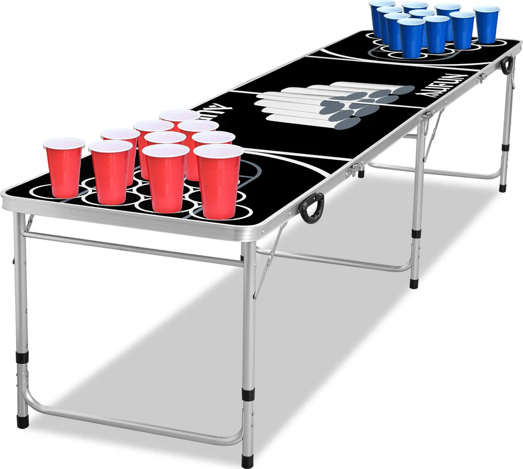 Table de Beer Pong Officielle Réglable avec 100 Gobelets pour Fêtes