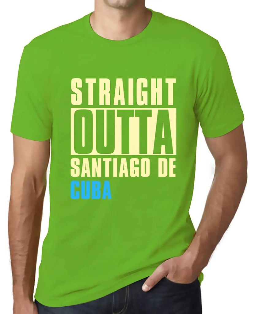 Herren Grafik T-Shirt Straight Outta Santiago De Cuba Öko-Verantwortlich Vintage Jahrgang Kurzarm Lustige Druck Geburtstag Geschenk Mann