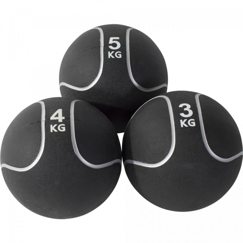 GORILLA SPORTS Medizinball - 12kg Set, 3kg, 4kg, 5kg Gewichte, Ø 23 cm, Rutschfest, aus Gummi - Slam Ball, Gewichtsball, Trainingsball, Fitnessball