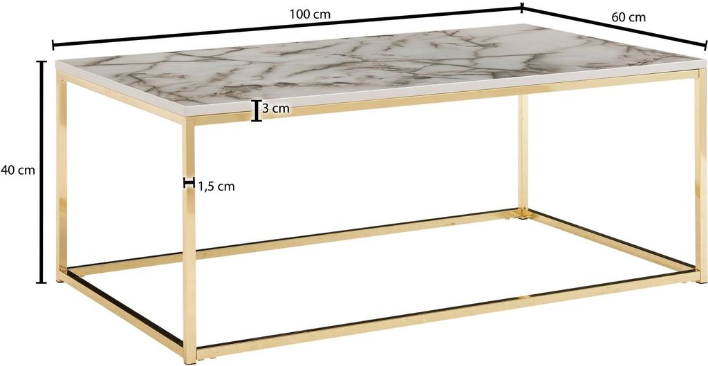 Couchtisch FineBuy Sofatisch Marmor Optik 100x60x40 cm Produktbild 3