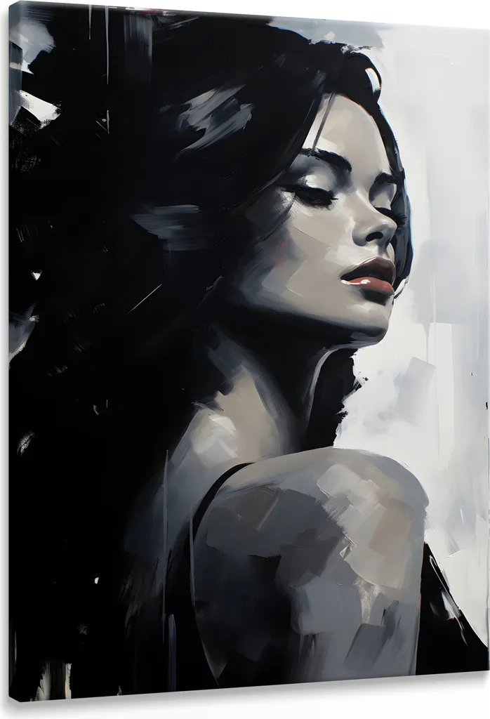 Muralo tela donna FACE ritratto astratto decorazione murale 80 cm x 120 cm